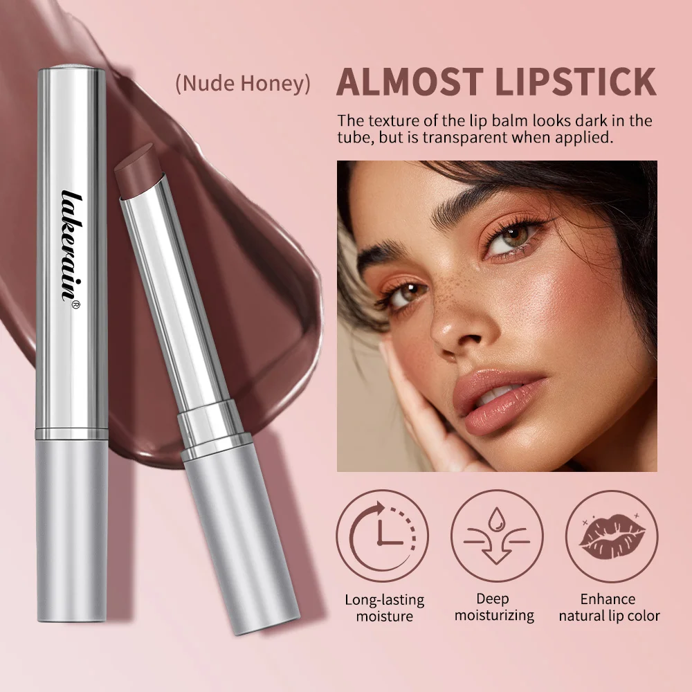 Lakerain Black Honey Lip Balm, Moisturizing Black Honey Lipstick, Pink Glossy Lip Care Tinted Lip Balm