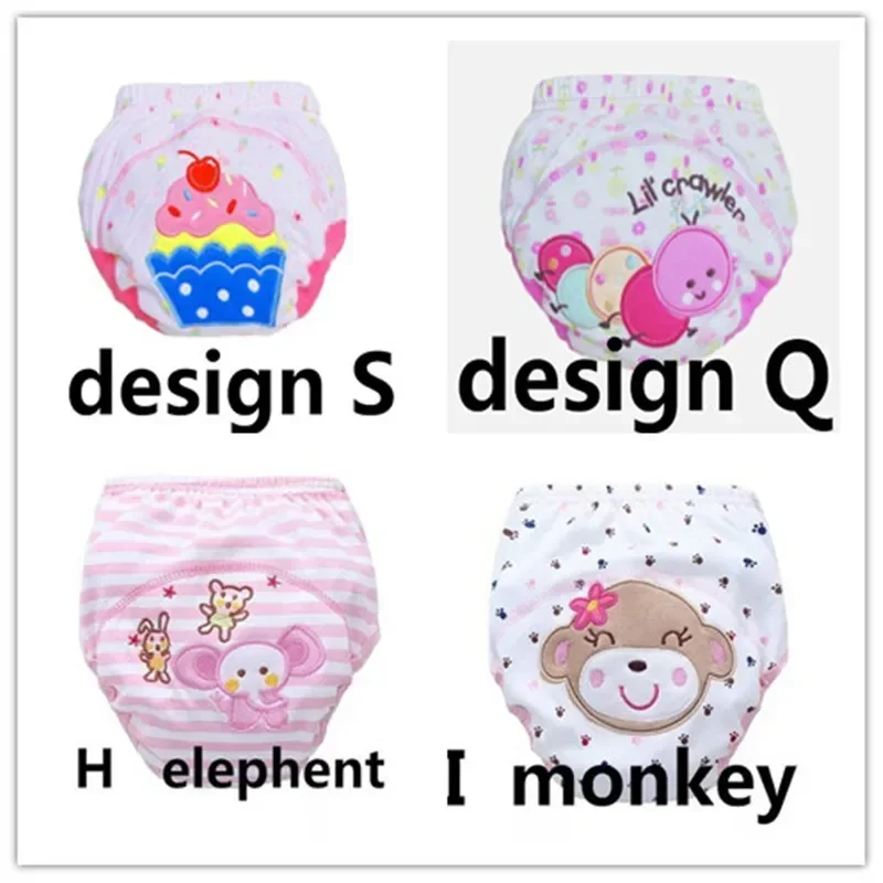 4pcs Dipers Mix Color Baby Training Diaper Reusable Nappy Washable Cotton Learning Pants 13-16kg