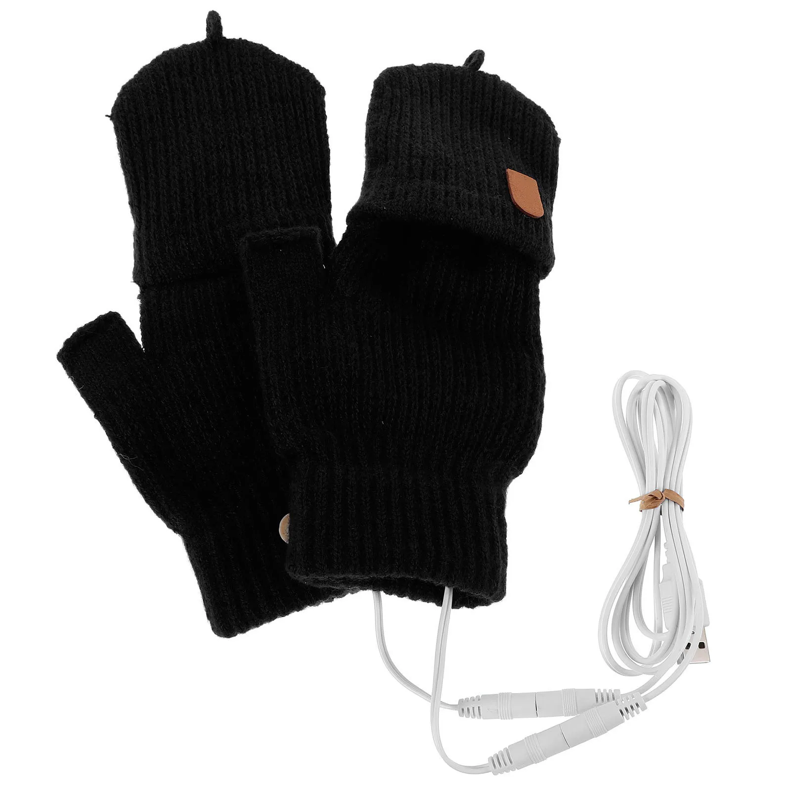 

1Pair USB Touchscreen Heated Cycling Gloves Winter Flip Cover Warm Fingerless Gloves for Men Women Outdoor Activities