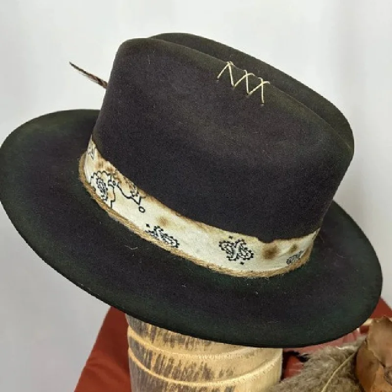 Ebay vendita calda cappello da cowboy occidentale di lana berretto da cavaliere cappelli in feltro di lana con cuciture invecchiate vintage