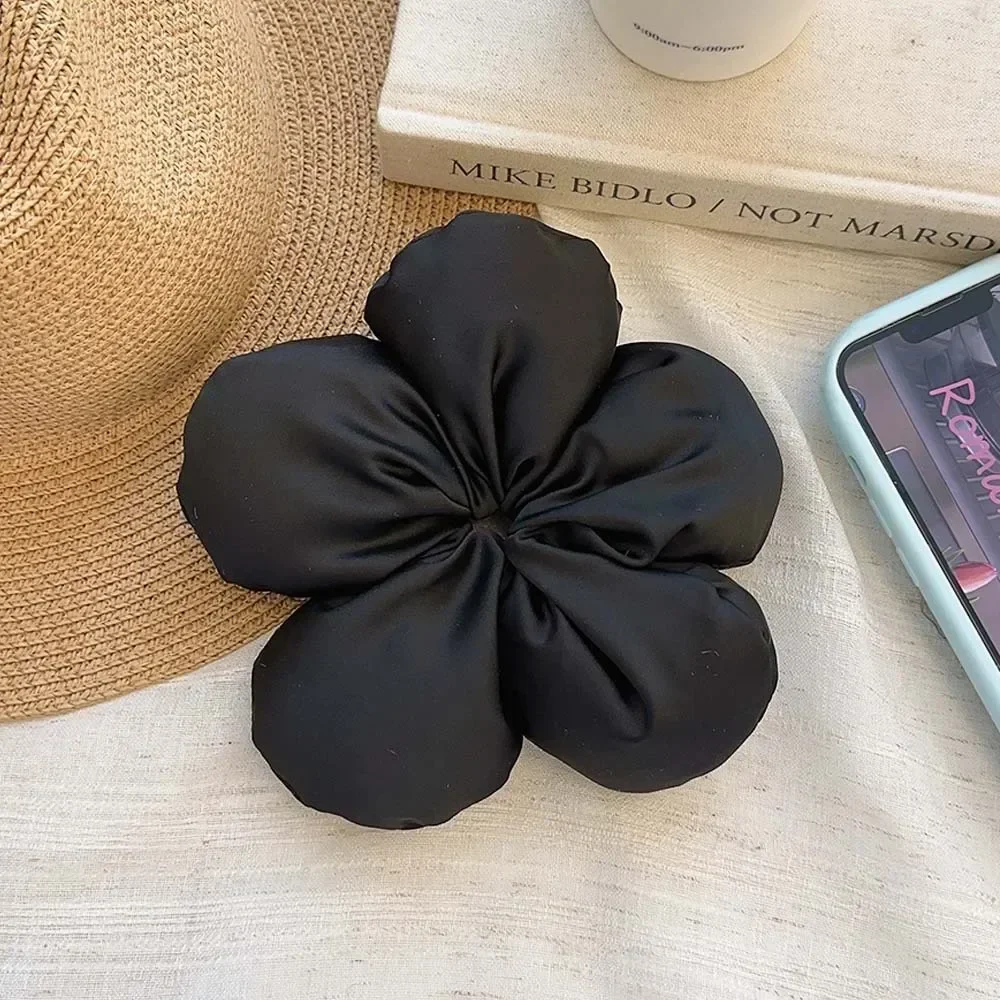 Korean Oversized Blue Flower Scrunchie Headdress Women Girls Trendy Design Rubber Elastic Hair Band Vacation Hair Accessories image 6