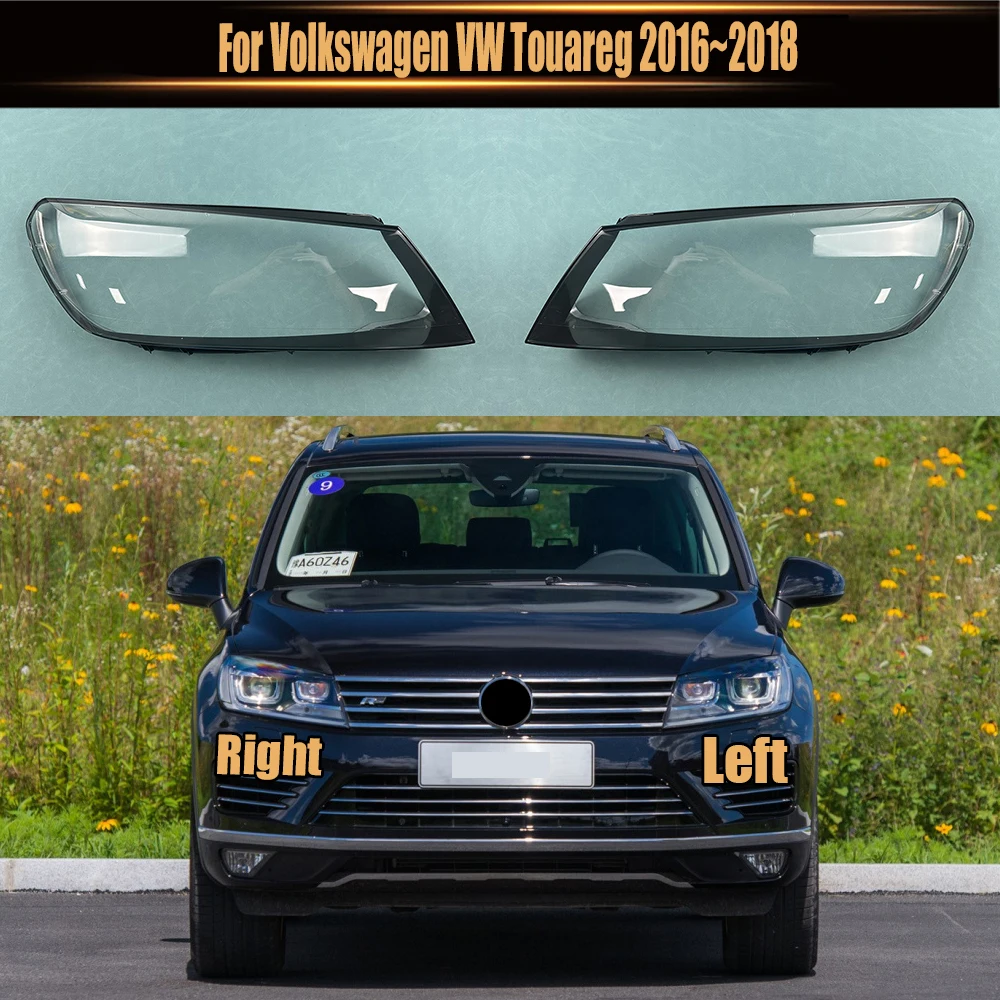 For Volkswagen VW Touareg 2016~2018 Headlight Shade Transparent Lampshade Headlamp Cover Lamp Shell Headlights Lens