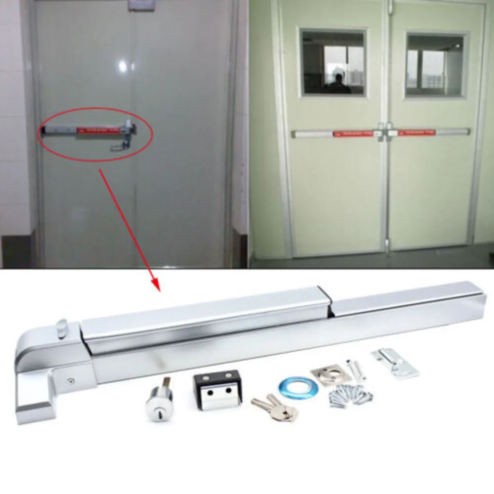 

Door Push Rod Panic Device Commercial Fireproof Rim Exit Lock Hardware Latch Suitable for 30-36 Inch Single Doors Free Shipping