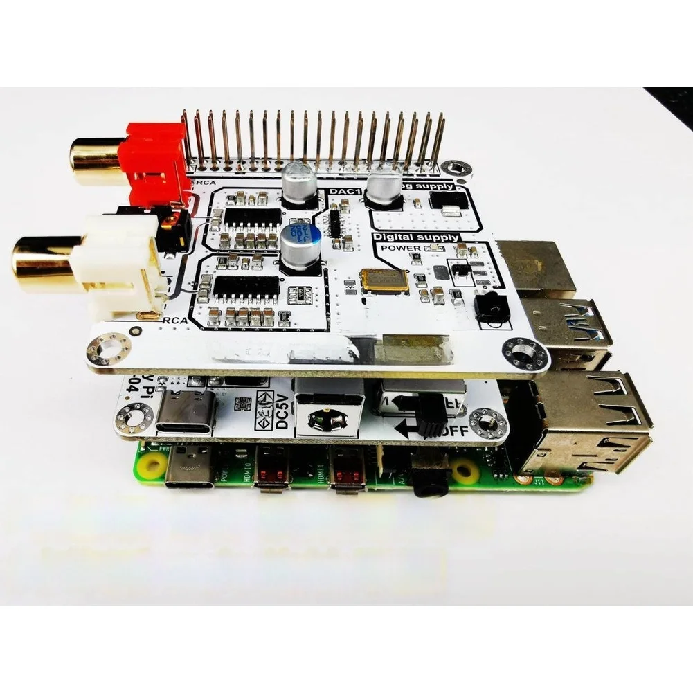 For RASPBERRY Pi 4B Audio Add-on Featuring Dual ES9023 192kHz 24bit Audio Processing I2S Output and DLNA Streaming