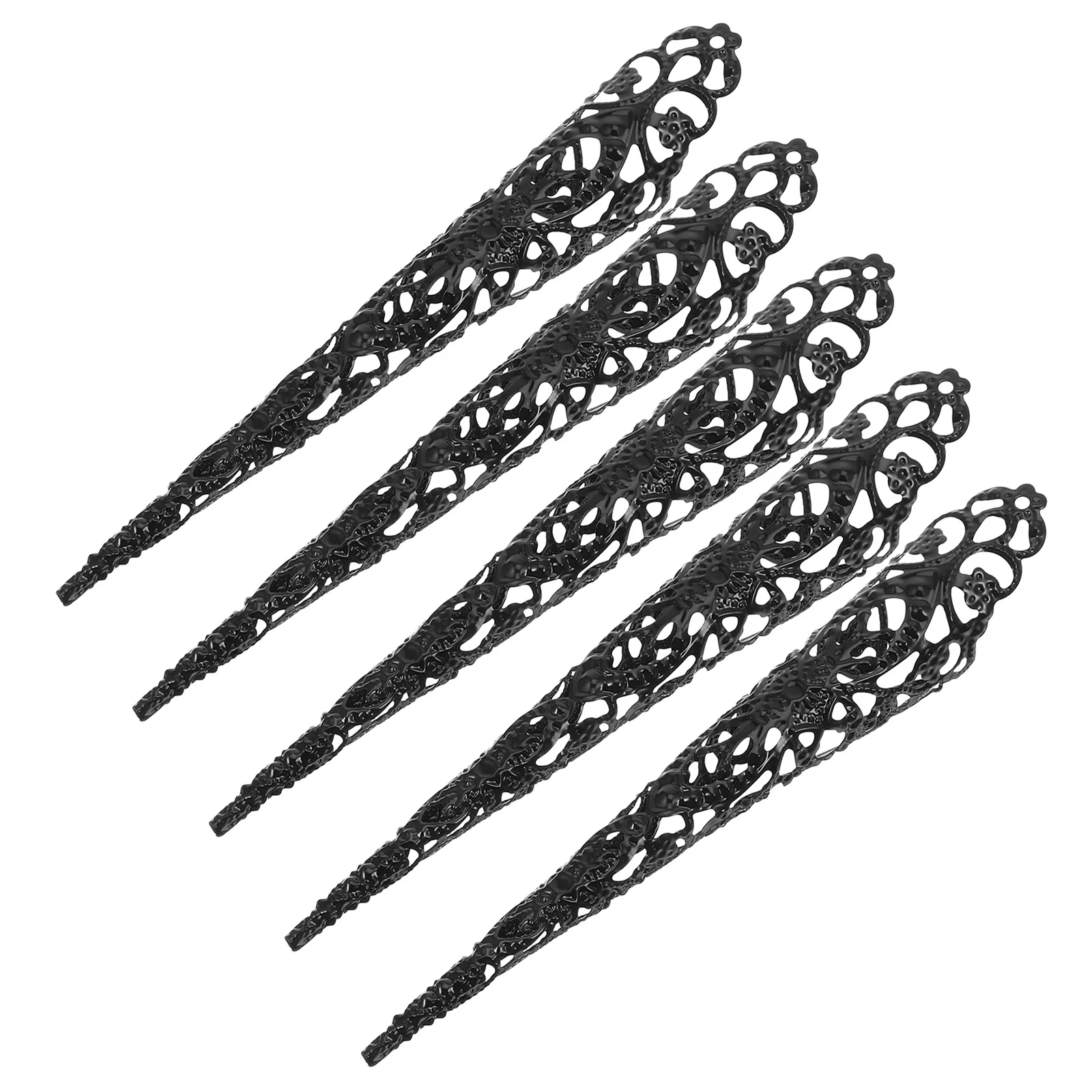 

5 pcs Black Fingertip Claw Rings Hollow Metal Lengthen Nails Halloween Cosplay Accessories Nail Rings NailTools