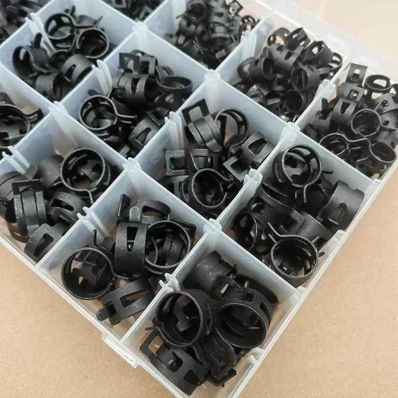 440pcs Elastic Hand-Squeezed Japanese 65 Manganese Steel Spring Clips Buckles Dacromet Black