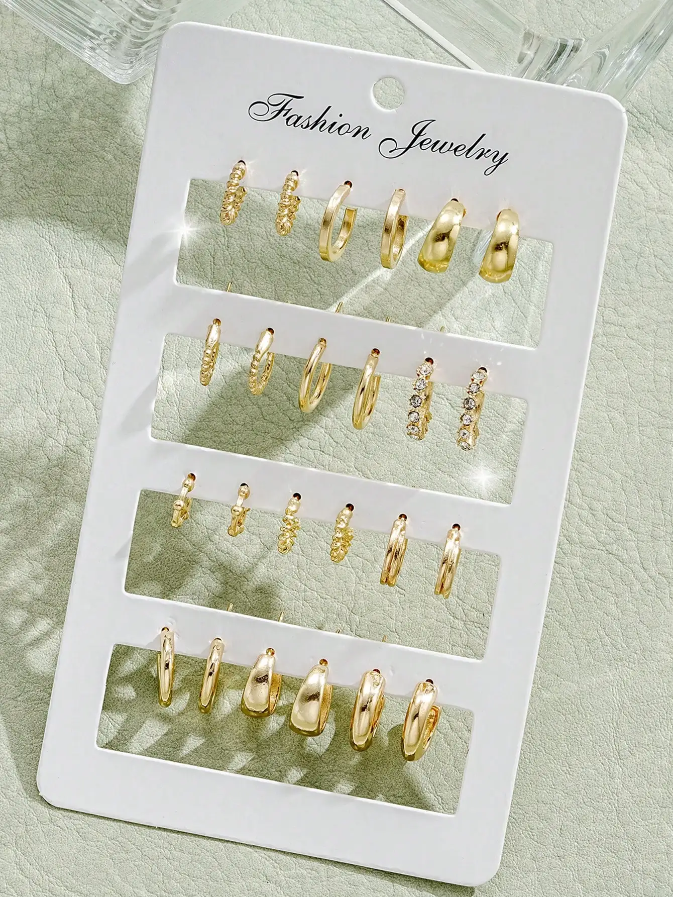 

24Pcs Fashion Rhinestone Small Hoop Earrings Set Minimalist Daily Gift For Women