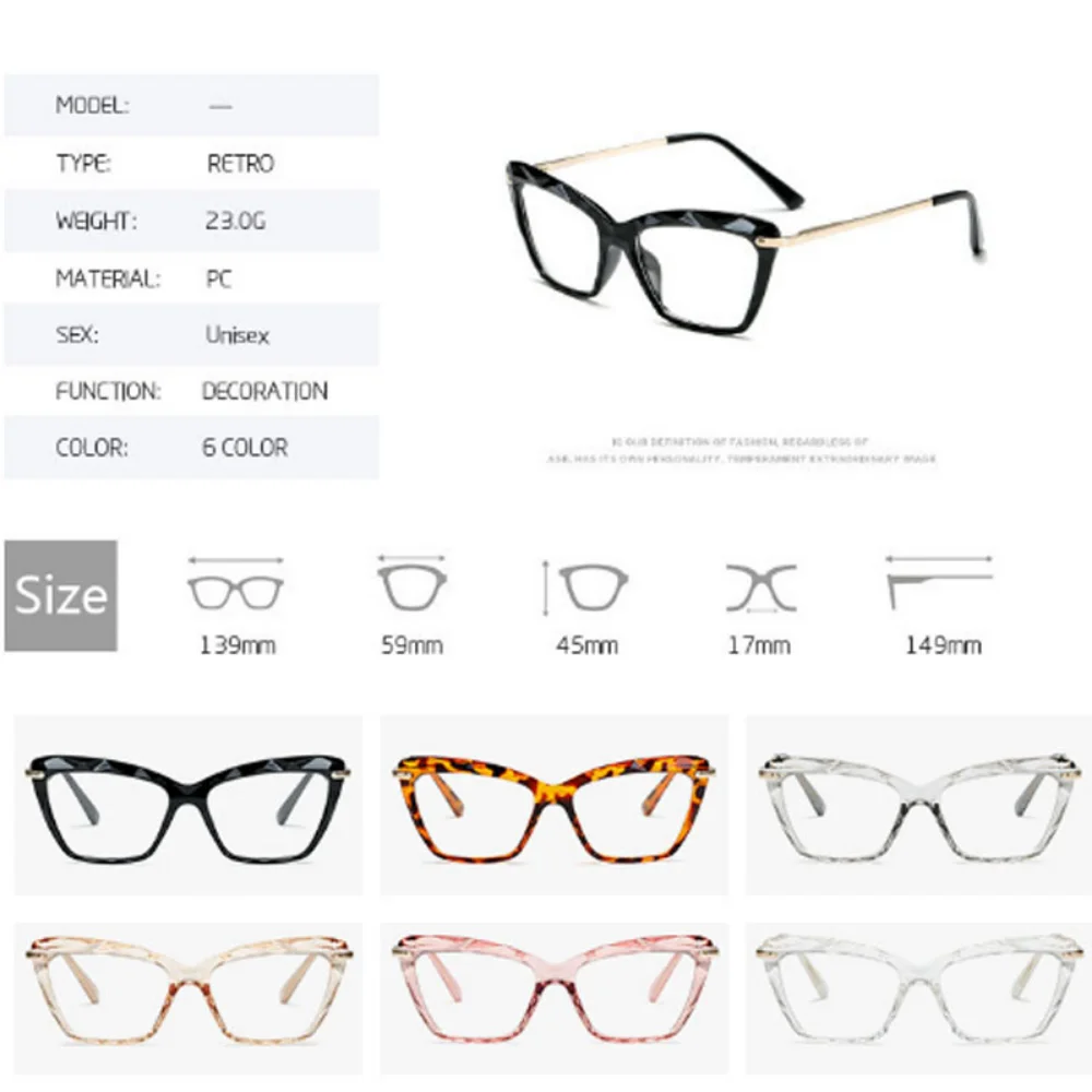 2020Square Women reading Glasses Frame Crystal Multi-section Brand Design Optical Computer oculos Glasses gafas de lectura mujer image 5