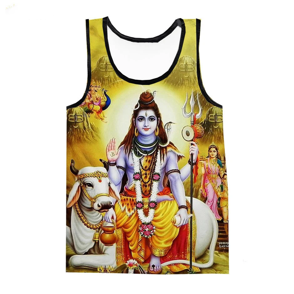 New Hindu God Lord Shiva 3D Print Tank Tops Men's Women Streetwear Oversized Fitness Gym Vest Sport Sleeveless Tops Men Clothing