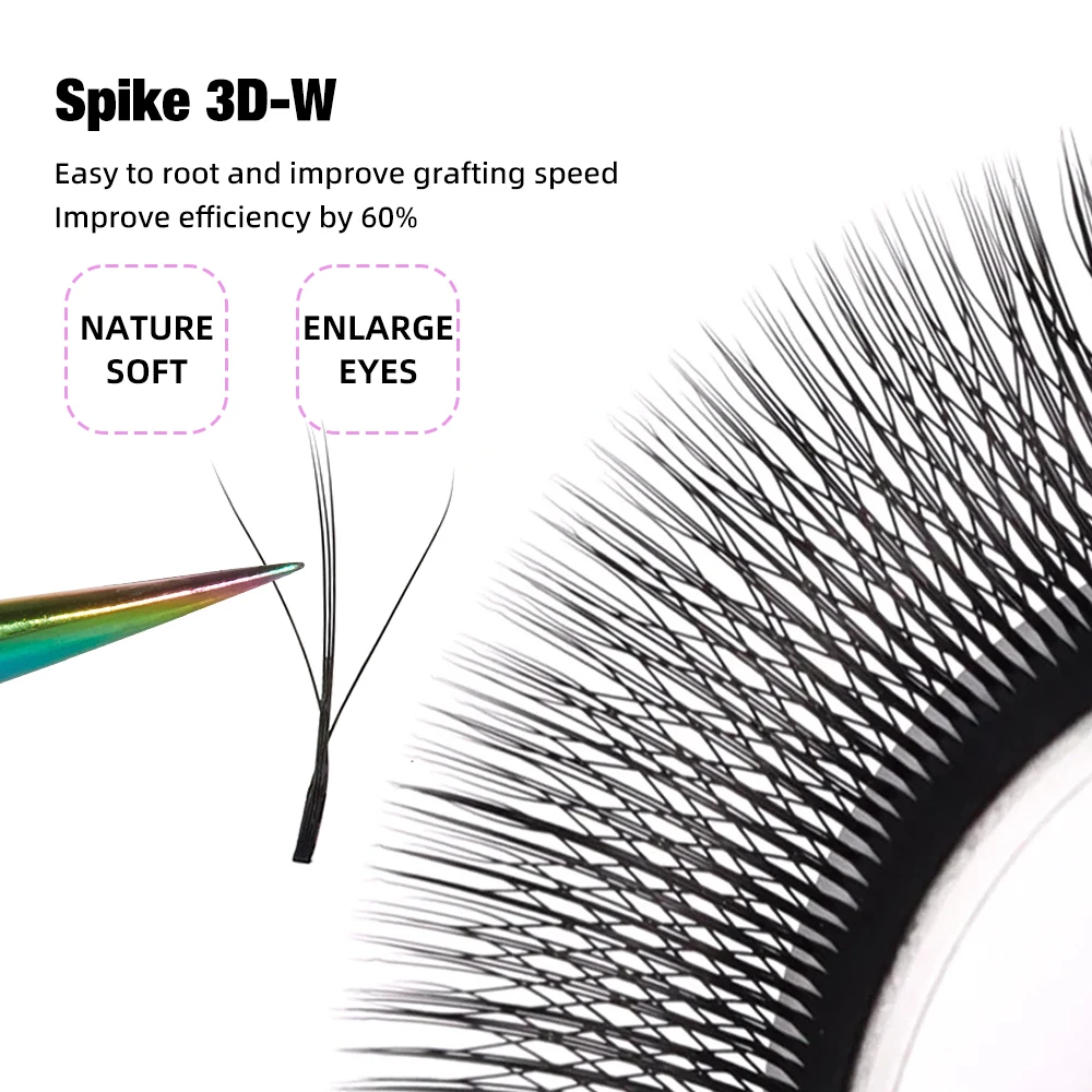 Yelix New Premade Spikes Eyelash Extension Black Purple Spike 3D-W Lash Extensions Supplies Fluffy Volume Fans Individual Lashes