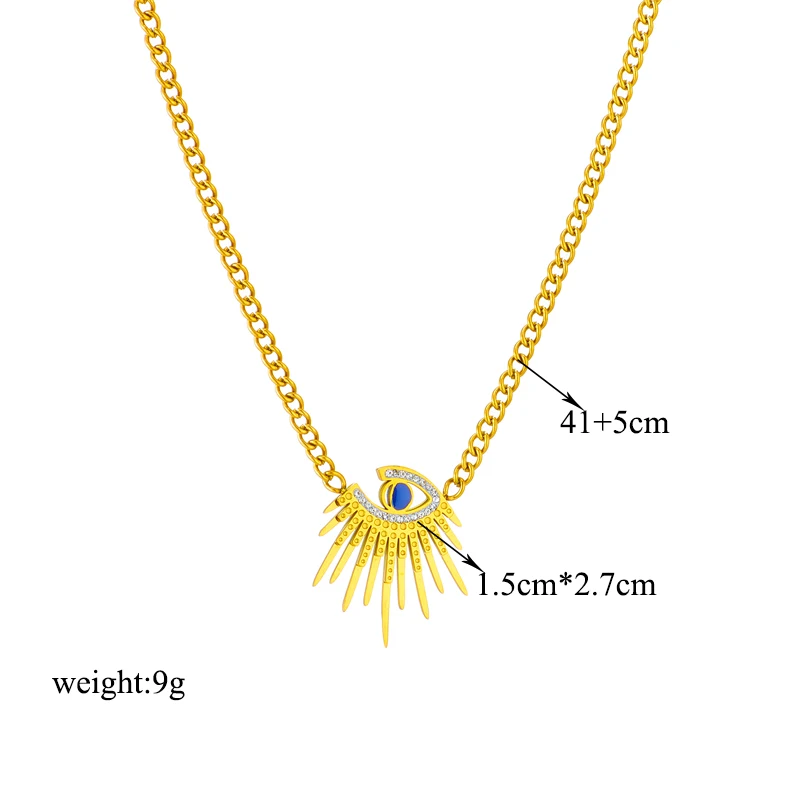 DIEYURO 316L Stainless Steel Blue Eyes Pendant Necklace For Women New Vintage Girls Clavicle Chain Jewelry Birthday Gifts Bijoux