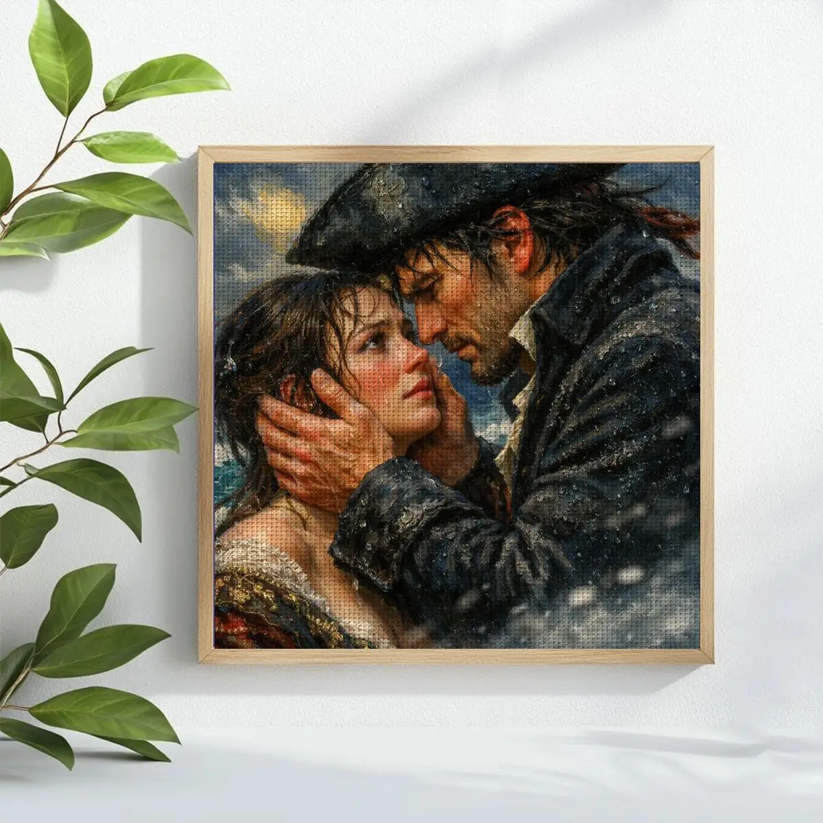 1 Stück 40X40CM/15,74 Zoll Paar-Stempel-Kreuzstich-Set DIY-Set 11CT/14CT DIY-Stickerei-Set DIY-Kreuzstich-Set joy sunday – Detail 1