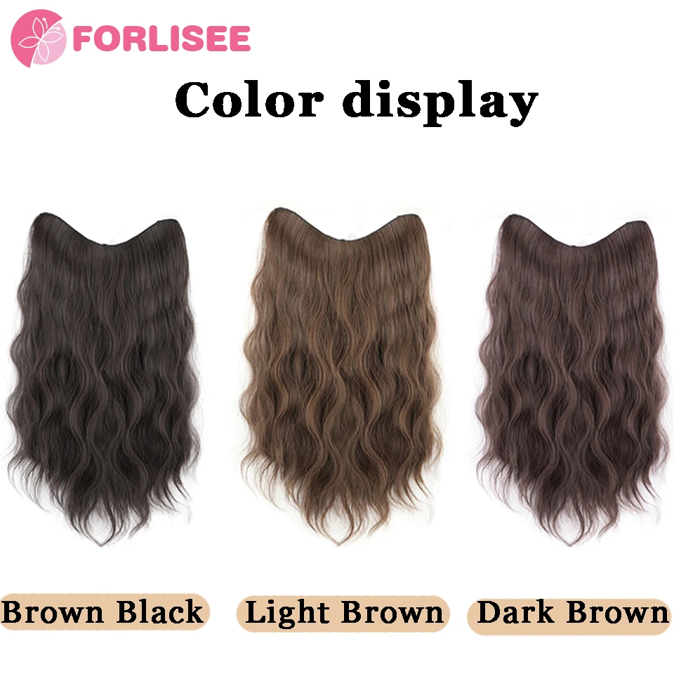 FORLISEE Curly Hair Wig Fluffy Hair Volume One Piece Wig Long Hair Hair Extensions For Women U-shaped Hair Extensions