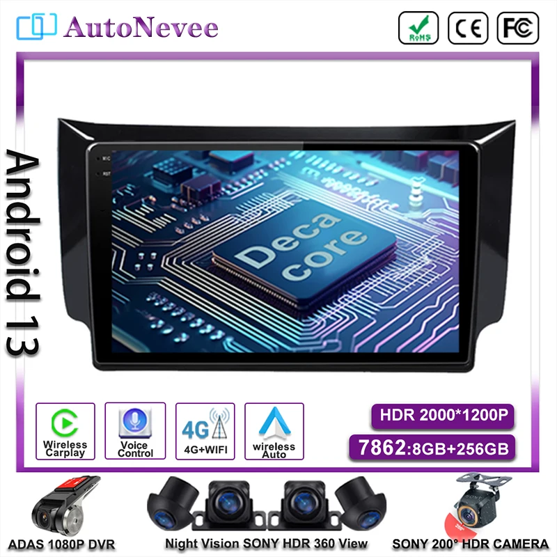 

Android 13 For Nissan Sylphy B17 For Sentra 12 2012 - 2018 Multimedia Head Unit Car Player GPS Auto Radio Navigation 5G DVD BT