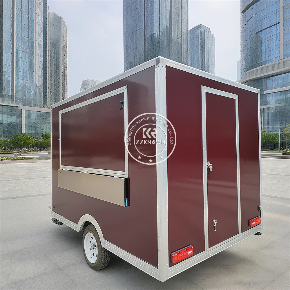 

Outdoor Mobile Coffee Slushy Fruit Bubble Tea Ice Cream Cart Kiosk Food Shop Snack Food Truck Trailer With Full Kitchen