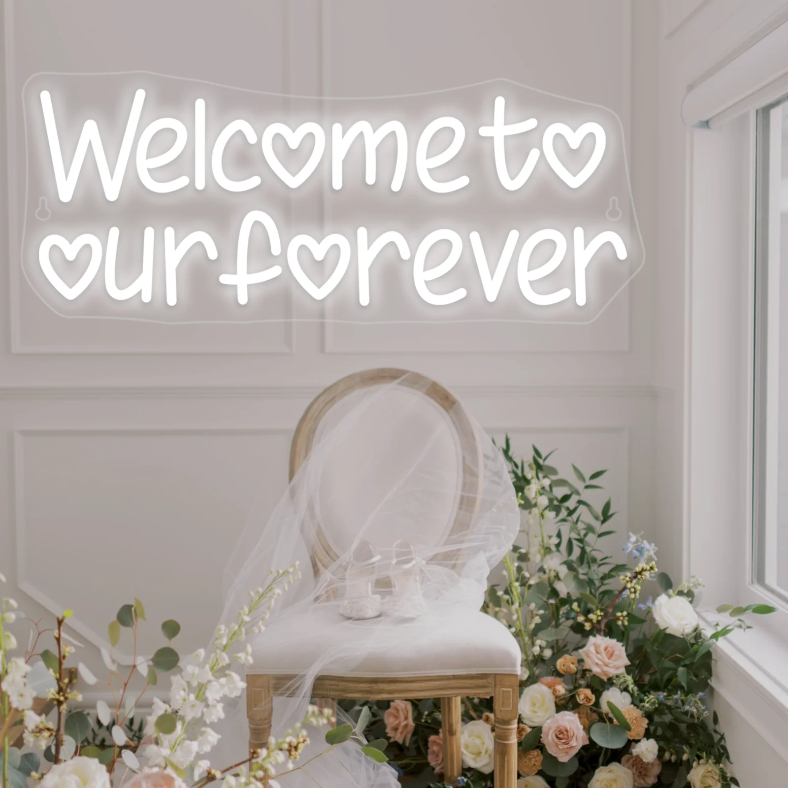 Welcome To Our Forever Neon Sign Wedding Room Decoration Led Wall Decor For Wedding Party Engagement Proposal Ceremony Light USB