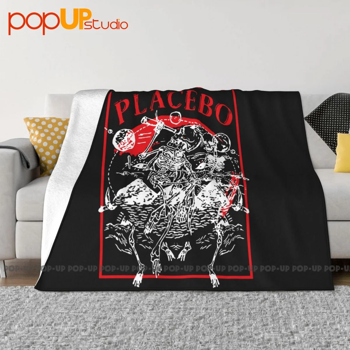 Placebo T Shirt Astro Skeletons Band Logo Blanket Soft For Bed Plus Velvet Faux Fur Mink Home Decotation