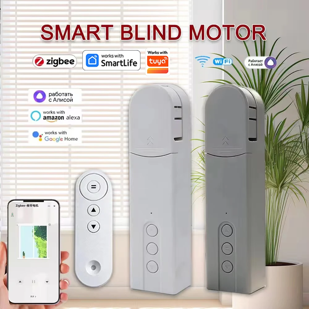 Motor Inteligente para Cortinas Eléctricas Zigbee/WiFi, Motor Silencioso, Funciona con la Aplicación Tuya, Control por Voz con Alexa, Google Home, Alice