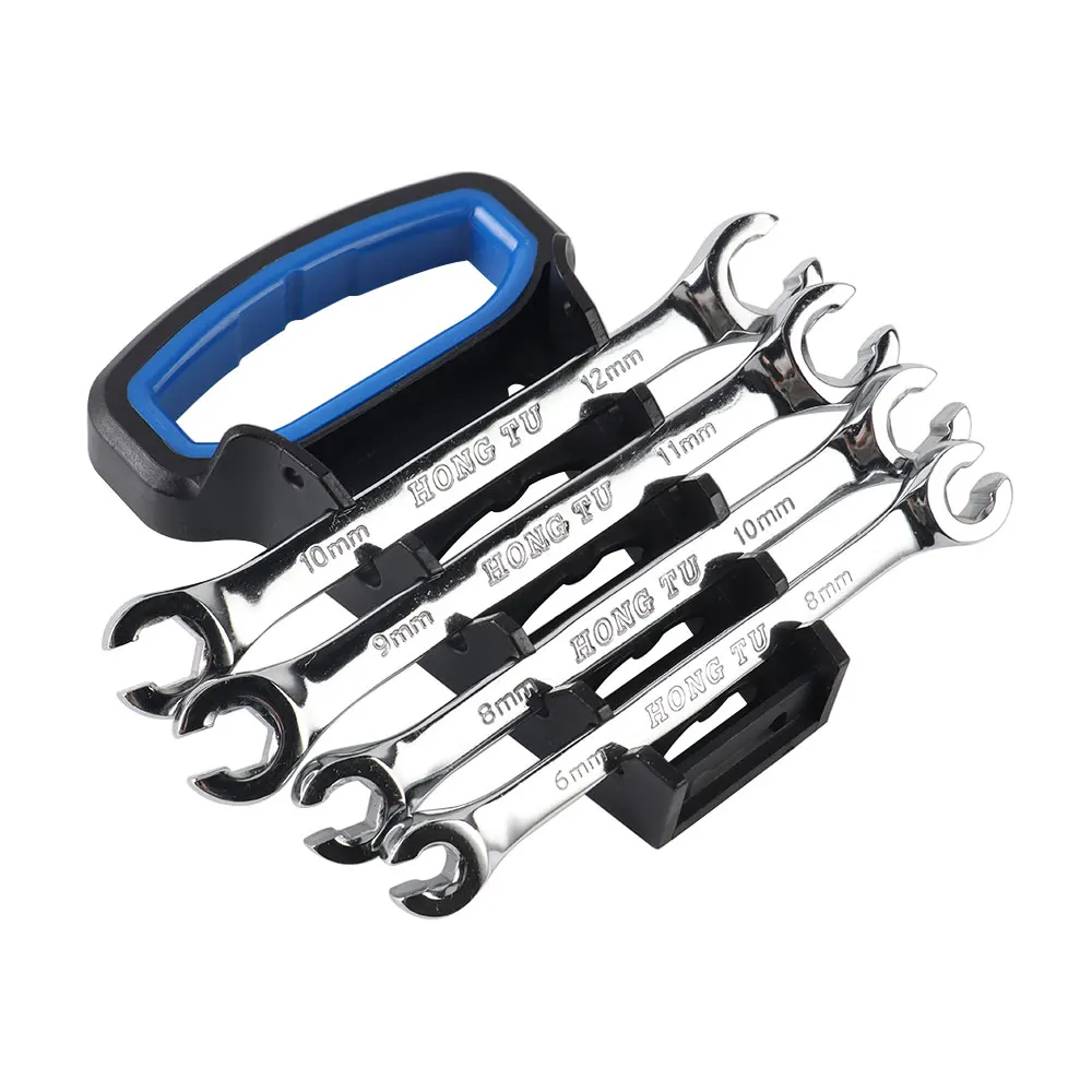 Flare Nut Wrench Set Oil Pipe Wrench Spanner Set with Plastic Rack