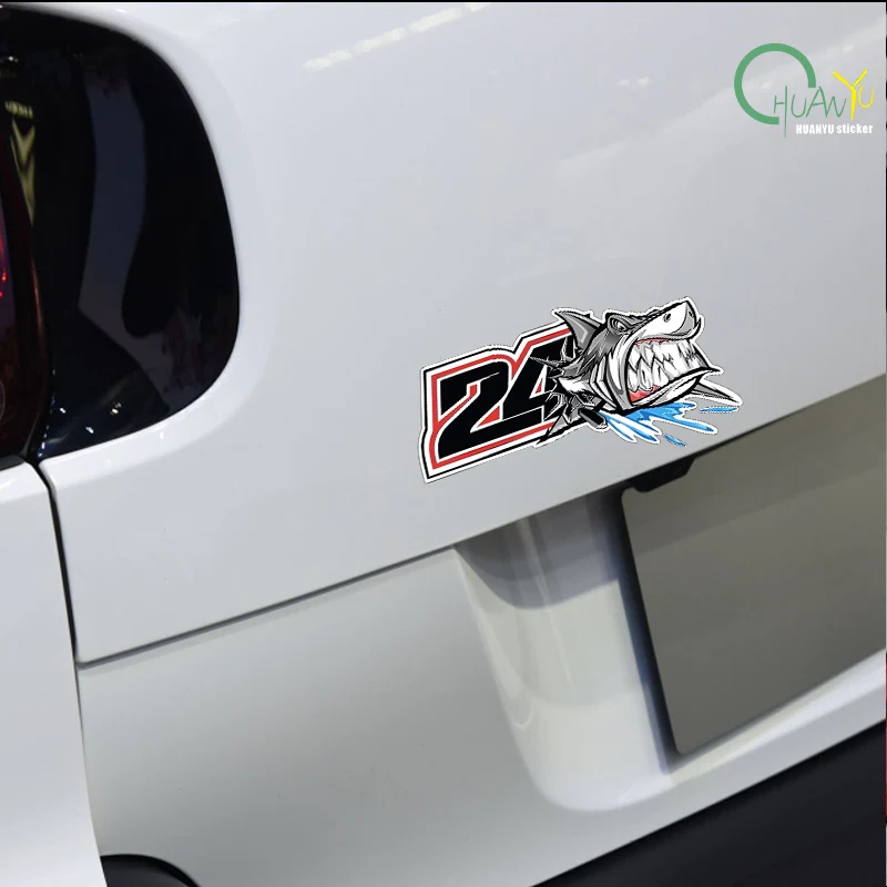 Digital Style 24 Shark Car Sticker, Personalized Creative Cartoon Scratch Cover Decoration, Waterproof Reflective Decal