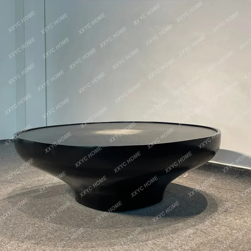 Light Luxury Creative Glass Fiber Art Painted Round Tea Table Hotel Living Room Model Room Negotiation Table