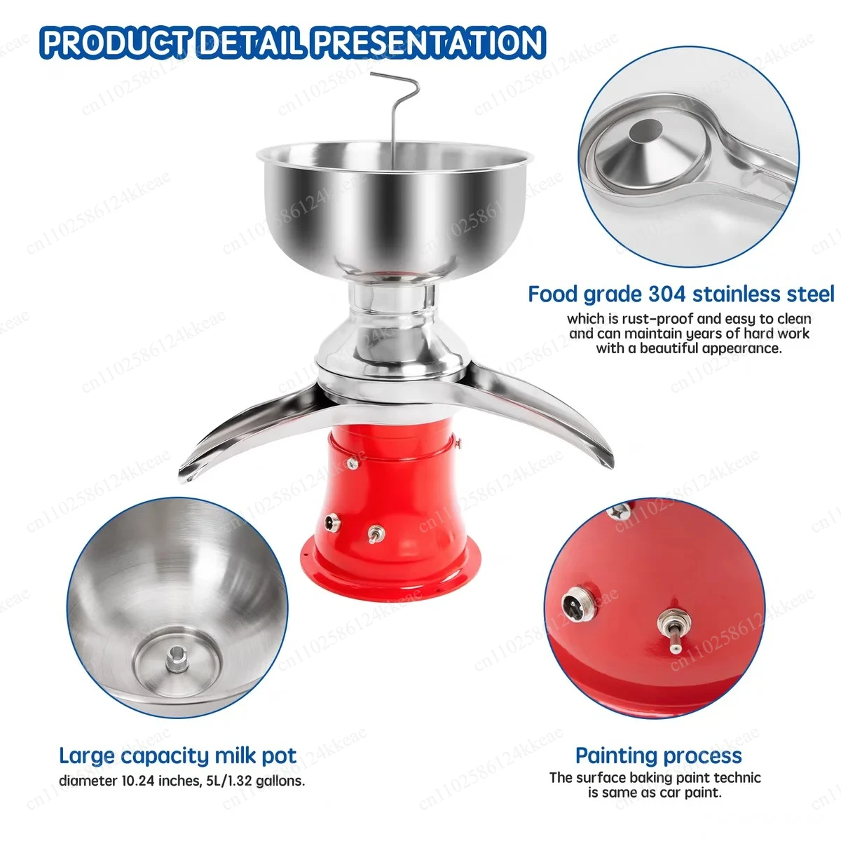 Stainless Steel Electric Cream Separators Milk Separator Bowl Capacity