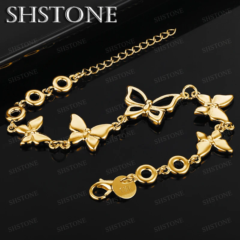 18k الذهب شبكة سلسلة فراشة القلب سلسلة دائرية سوار حفلة خطوبة هدية الرجال جودة مجوهرات جميلة اكسسوارات