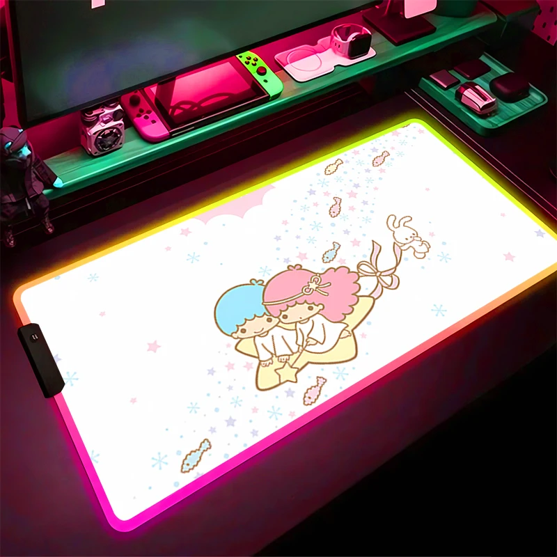 

RGB LED Mouse Pad Laptop Rubber Extended Pad HD Mouse Mat Computer Game Mousepad L-little Twin Star PC Accessories Keyboard Pad