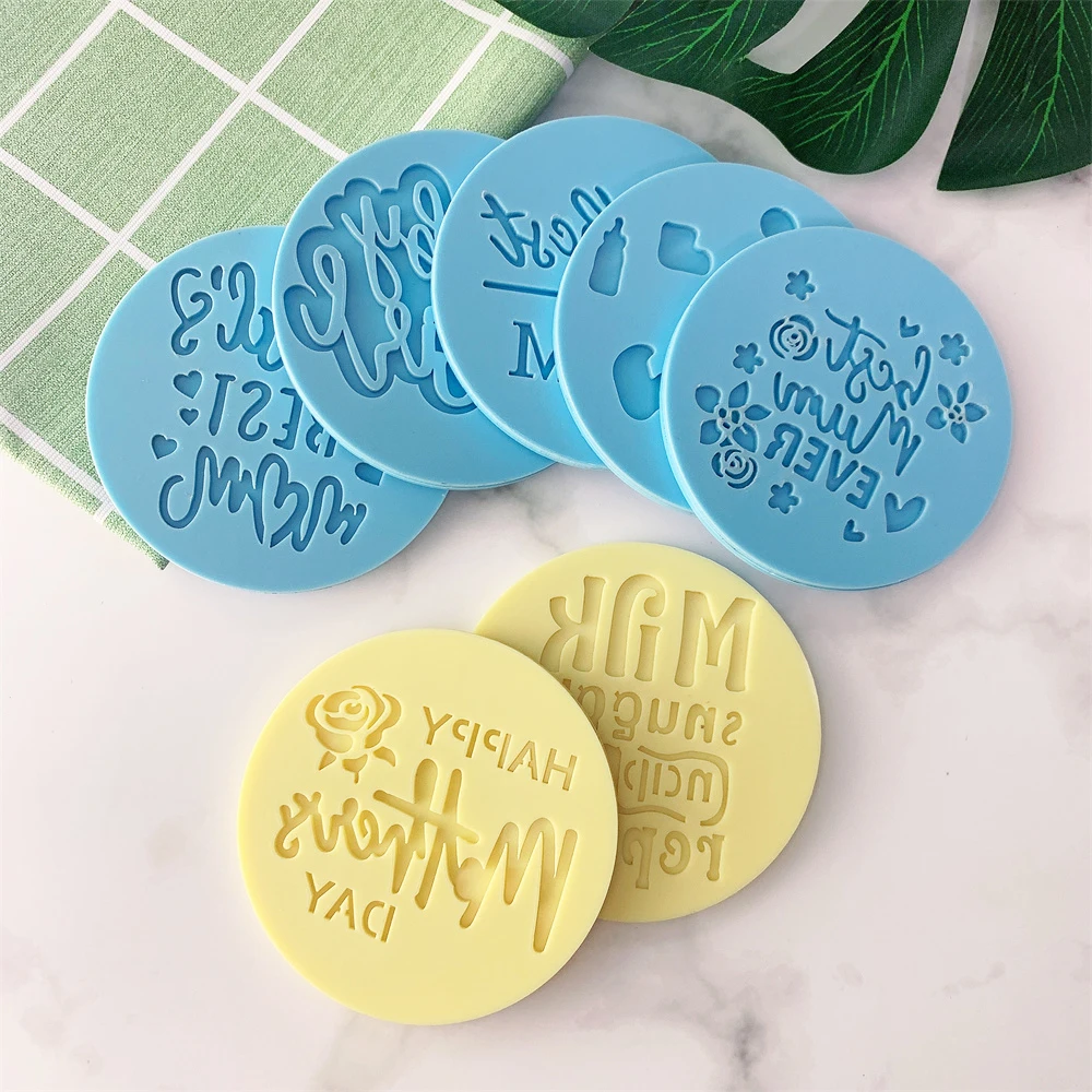 Acrylic Cookie Embossing Moulds Happy Mother\'s Day Cake Decorating Tool Baby Shower Party Decorating Tool Dessert Cookie Moulds