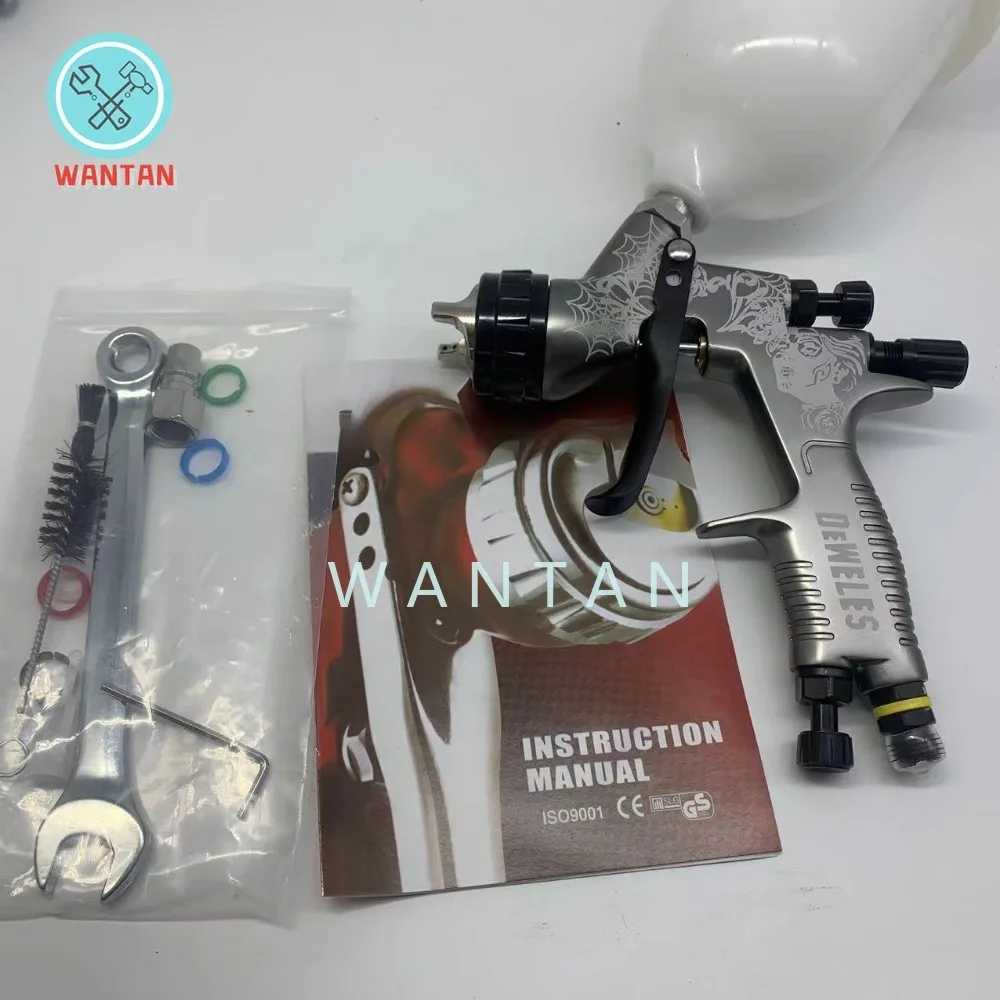 Pattern Spray Gun Grey TE20 1.3MM Nozzle and 600ML Cup HVLP Paint Tool for Devilbiss