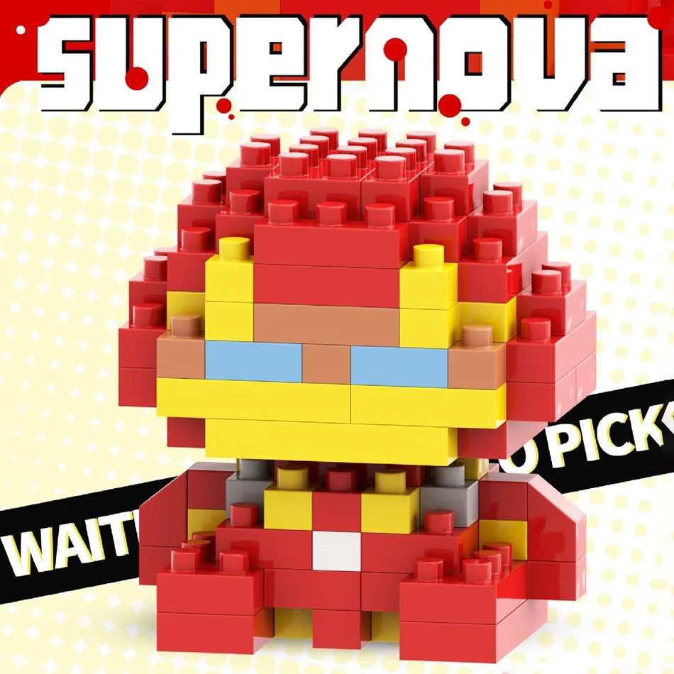 Spider-Man, Superman, Captain America 3D Micro-Particle Building Blocks, Interlocking Model Ornament, Stress Relief Toy view 2