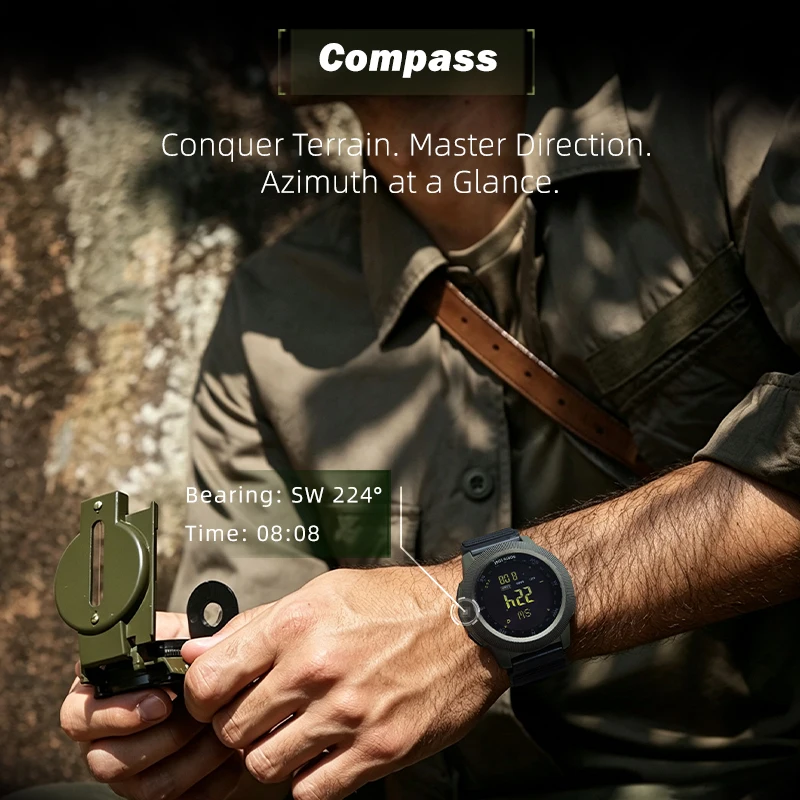 NORTH EDGE 2026 APACHE-CF Men Outdoor Sports Digital Watch Waterproof 50M Swimming Compass Altitude Barometer Wristwatch For Men