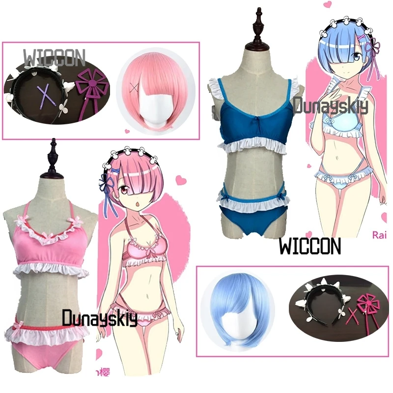 Reem raam cosplay trajes anime re: vida em um mundo diferente cos de zero rem sexy roupa de banho jirai kei halloween cosplay