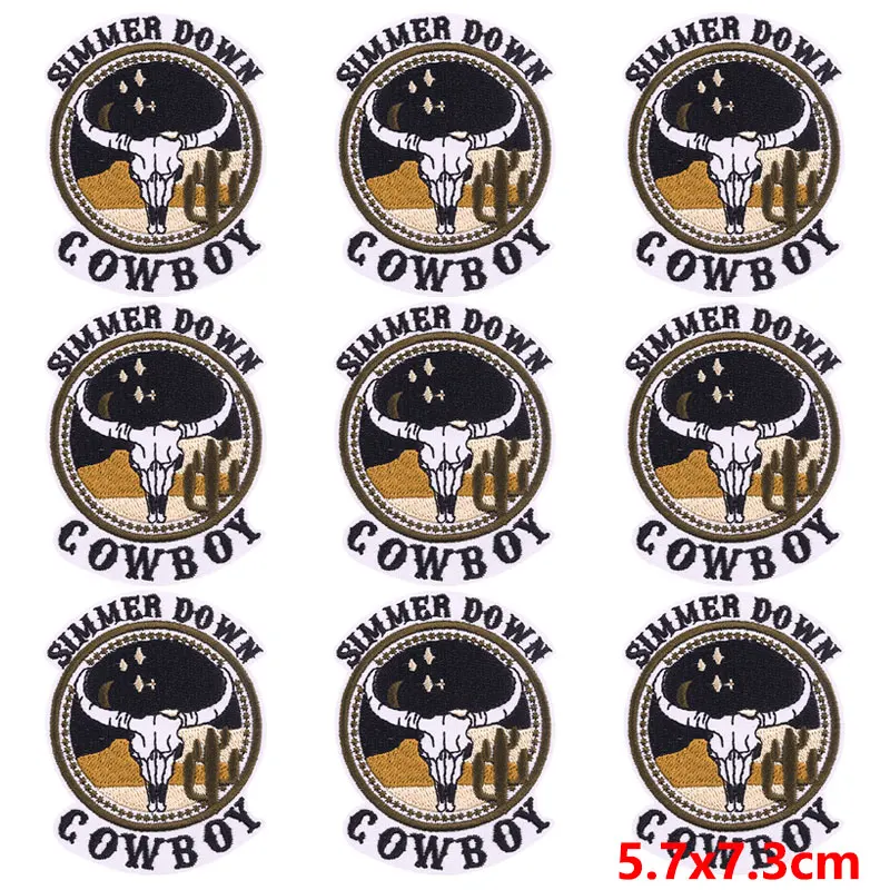 10Pcs/Lot Horseshoe Cowboy Boot Embroidered Patches On Clothes Westcowboy Patch Iron On Patches For Clothing Stickers Badges