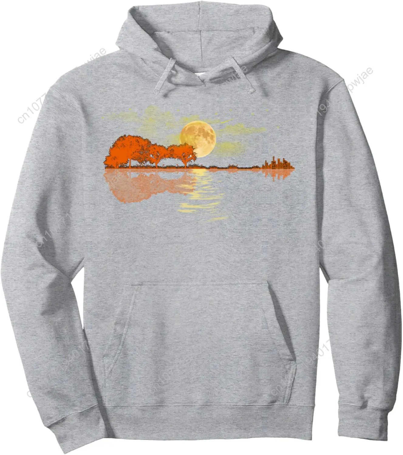 Felpa con cappuccio pullover per chitarra Nature Guitar Lake Shadow Love Pullover con cappuccio