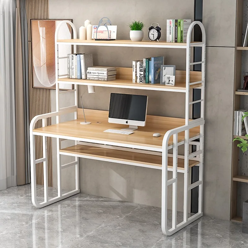 Simple desktop student desk, home writing desk with bookshelf, integrated bedroom computer desk, light luxury study table