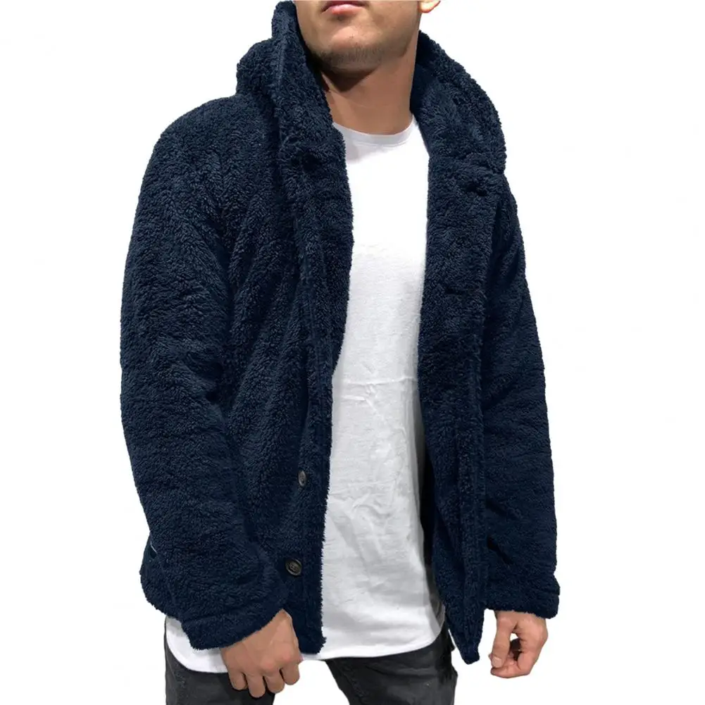 

Long Sleeve Men's Hooded Coat Thick Warm Outerwear with Fluffy Fleece jacket Winter jaqueta masculina