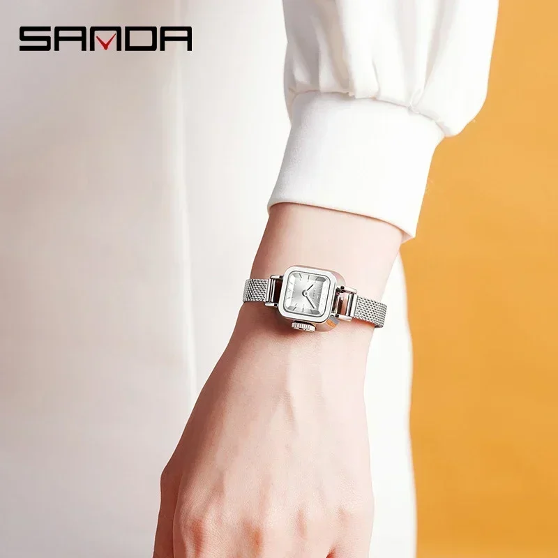 SANDA Original Fashion Watches for Women Quartz Gold Watch Luxury Casual Leather Wristwatches for Lady Clock Relogio Feminino