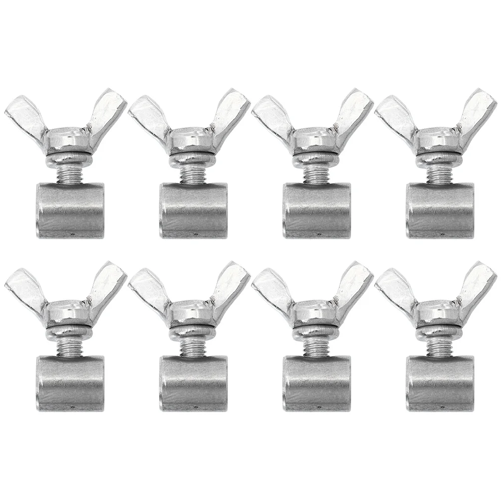 8 Pcs Wire Curtain Hanging System Rope Butterfly Buckle Cable Clips Stainless Steel Silver Fasteners for