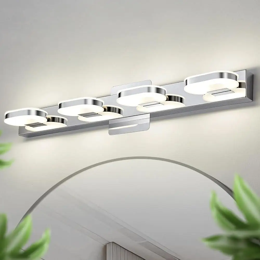 4 Light Modern LED Vanity Light Fixture Bathroom Wall Sconce Stainless Steel Energy Efficient Fogproof 4200K Easy Installation