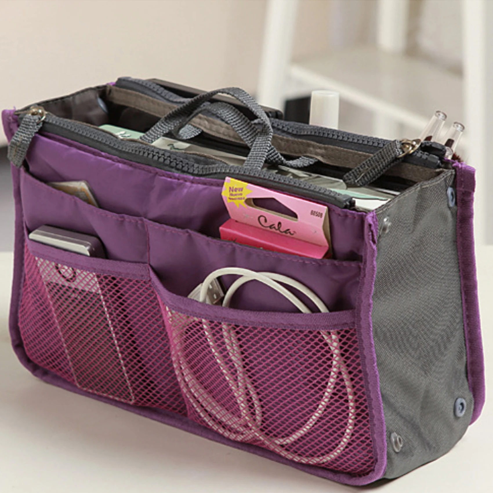 1PC Portable Purse Organizer Insert Multi Function Tote Pocketbook For Women Makeup Cosmetic Travel Bags