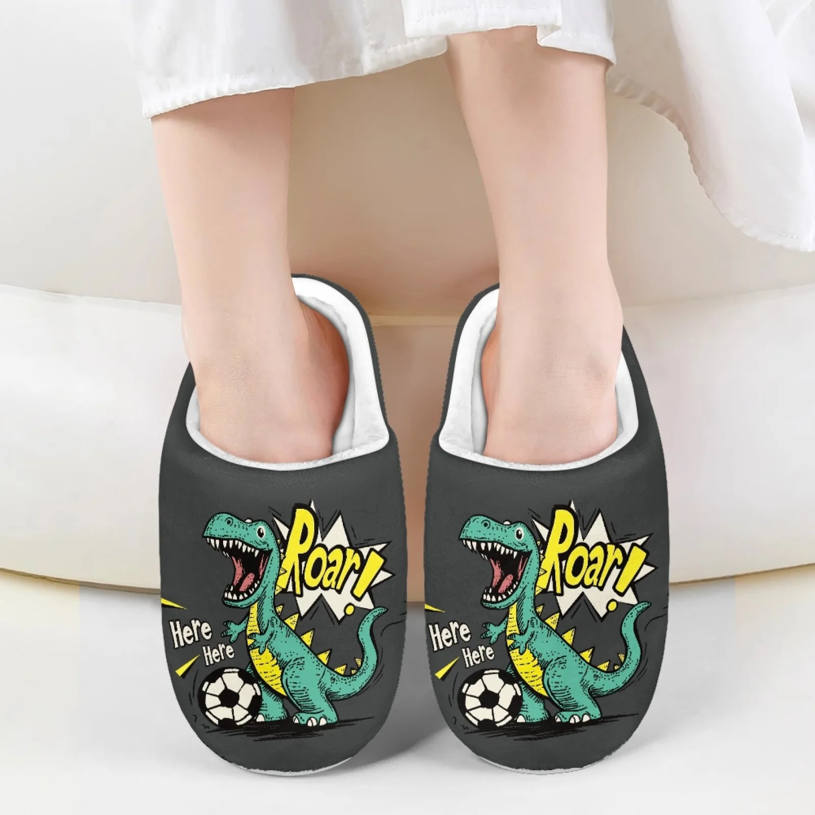 

Cotton Shoes Boys Winter Slippers Indoor Plush Warm Couple Fleece-Lined Bow Shoes Outdoor Anti Slip Platform Fur Children Shoes