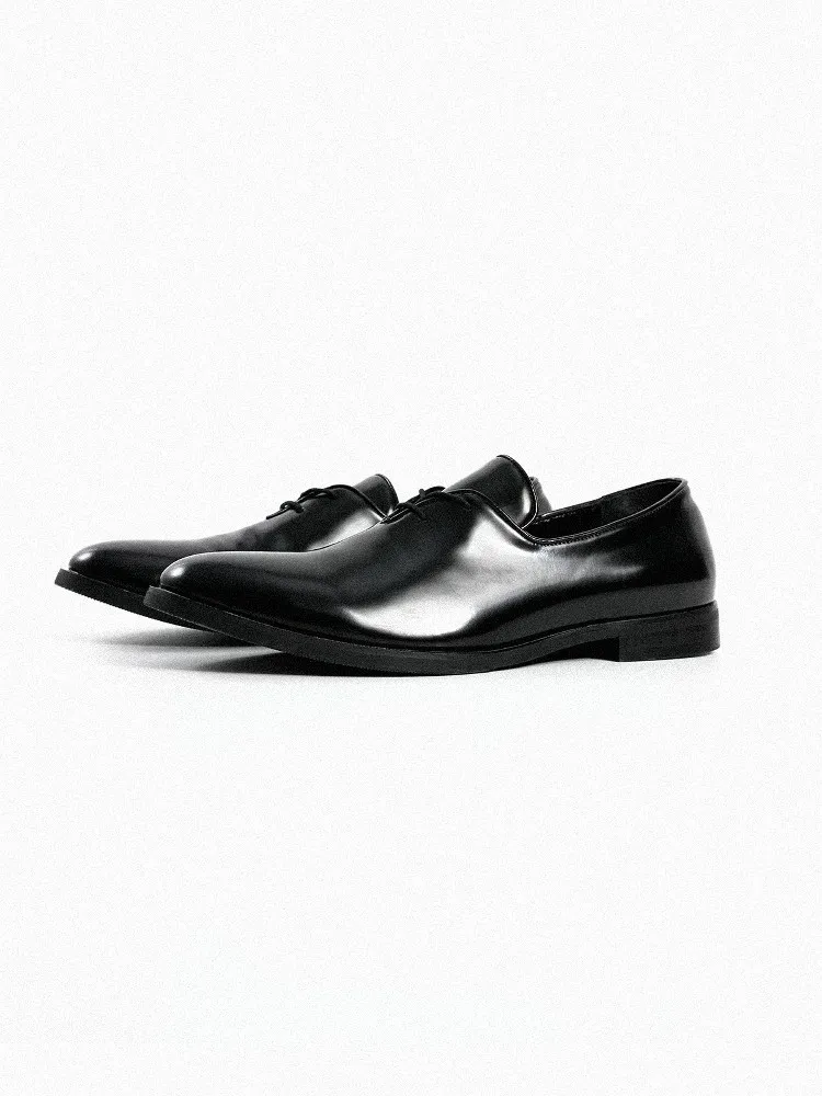 Cleanfit Men's Black  Shoes Thin Bottom Casual Leather Shoes Wedding Groom Shoes Pointed Toe British Style Heightening