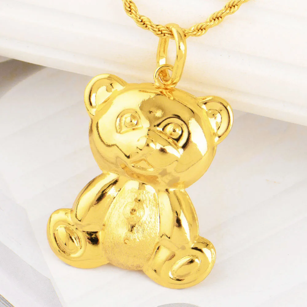 Goldfarbene Bären-Anhänger, modische 18 Karat vergoldete Halskette für Herren und Damen, DIY-Schmuck, Musik, Festival, Party, Jahrestag, Geschenk – Detail 9