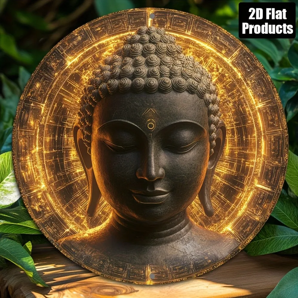 

2D Flat,Buddha Statue Theme,Metal Decorative Signboards And Plaques,Home Decoration,Suitable for Bar,Kitchen,Office Decoration