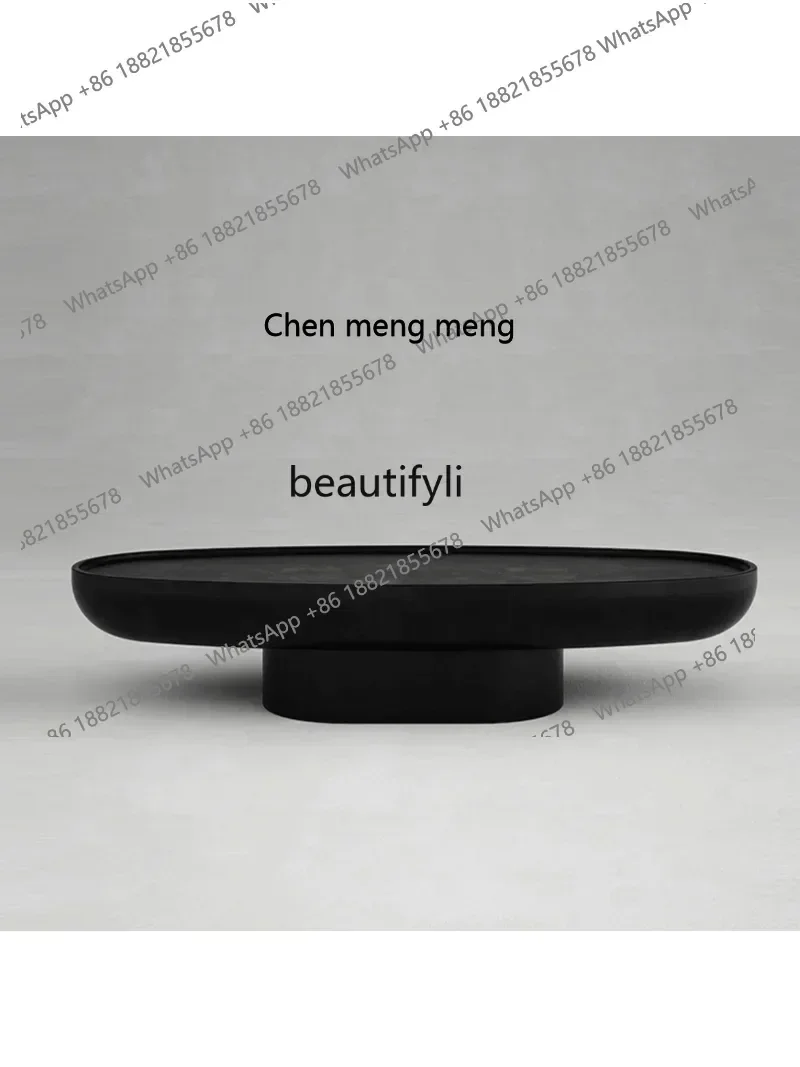 

Oval Coffee Table Light Luxury Art Home Black Marble Creative Coffee Table