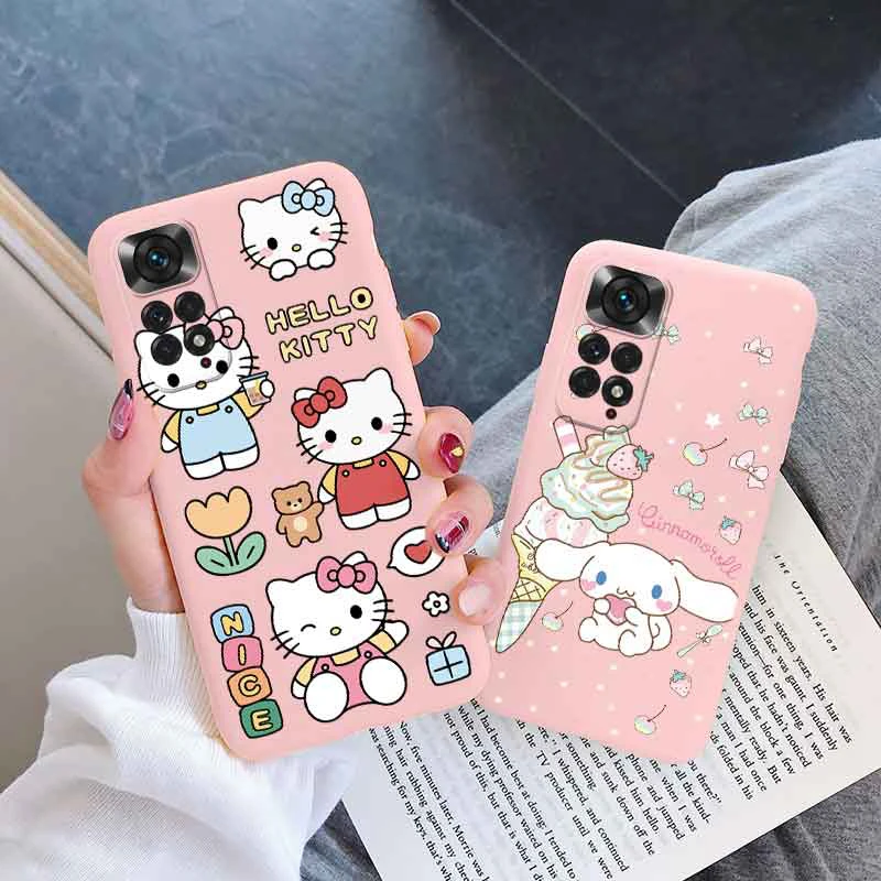 Cute Phone Case For Xiaomi Redmi Note 11 11S 12 Not11 Note12 Pro 4G Girl Kuromi Hello Kitty Anime Silicone Soft TPU Back Cover