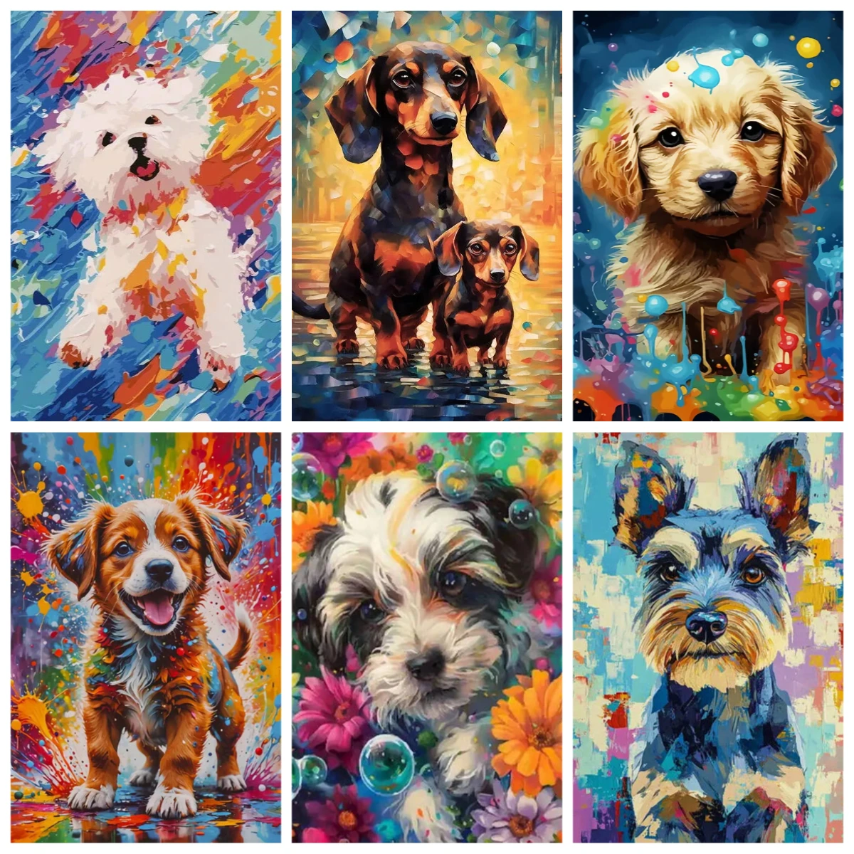 DIY Coloring Digital Oil Painting By Numbers Dog  Animal Puppy Paint By Number Kits Picture Artcraft On Canvas Handpainted Gift