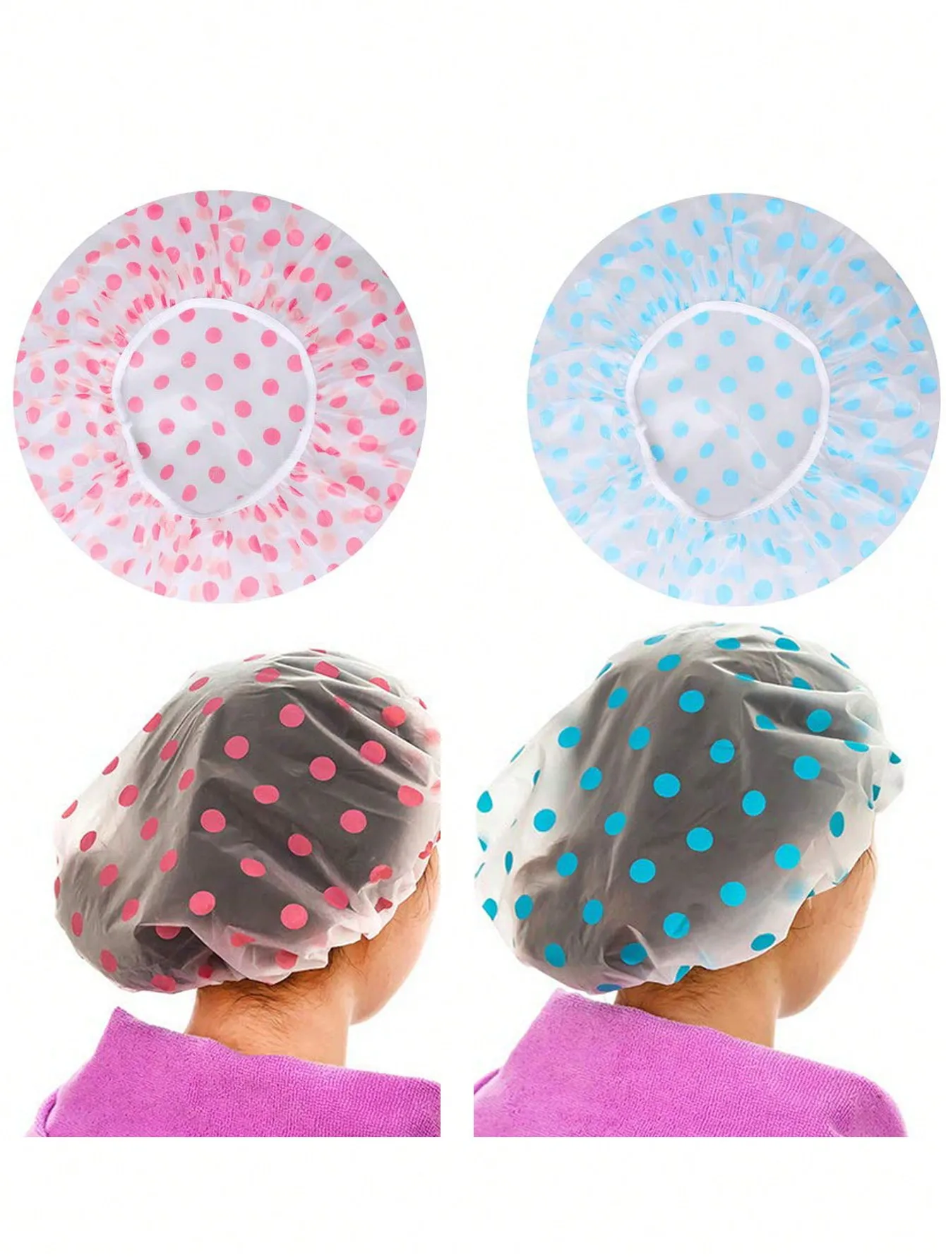 2pcs Shower Cap Waterproof Shower Cap Shower Single-Layer Headgear Kitchen Oil-Proof Waterproof Hair Cap Shower Hair Cover