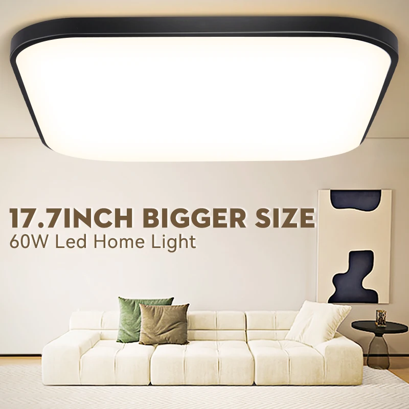 17.8inch Large Modern Ceiling Lamps LED Panel Square Ceiling Light For Living room Bedroom Kitchen Home Top Lamp 60W